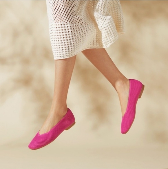 Vivaia Bright Pink Margot Square Toe Ballet Flats Size 39.5 (8.5) - Picture 3 of 9